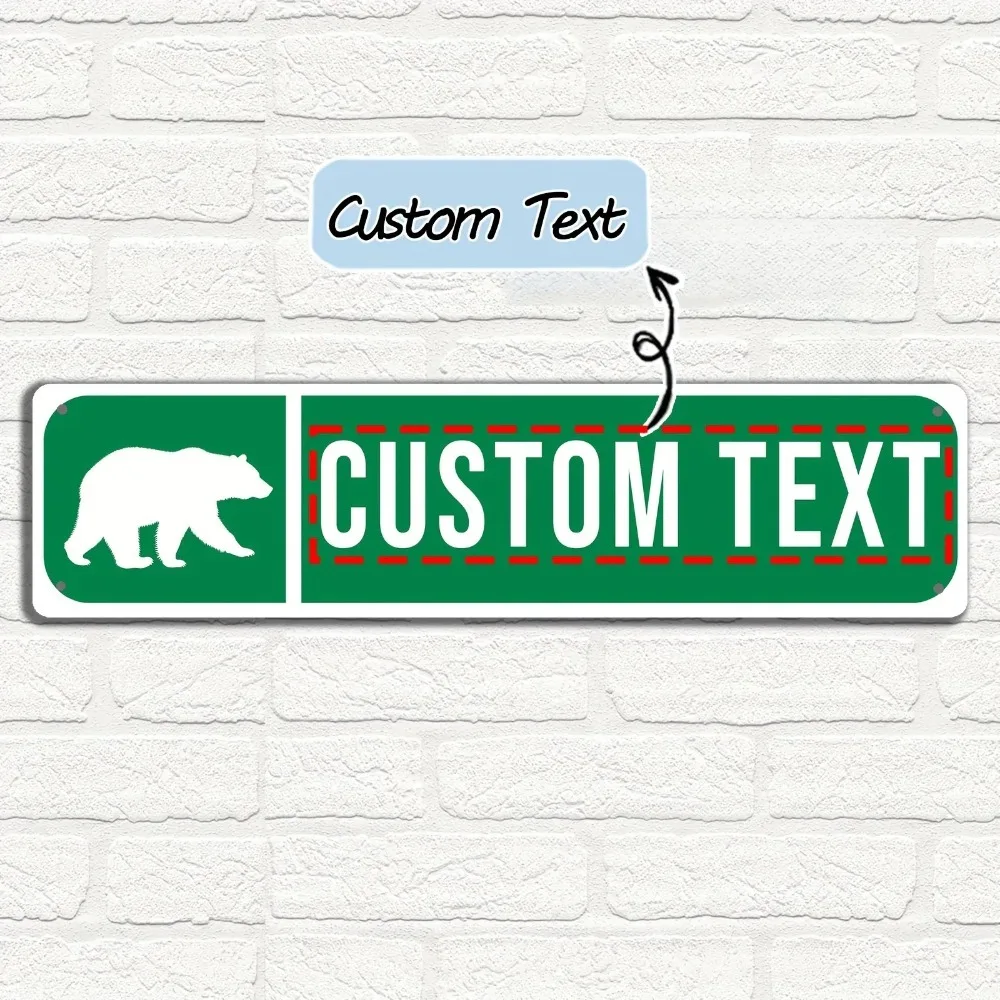 [CIFbuy][2D Flat] Custom Green Bear Aluminum Street Sign,Personalized Text Indoor Outdoor Wall Decor (Only For Decoration)