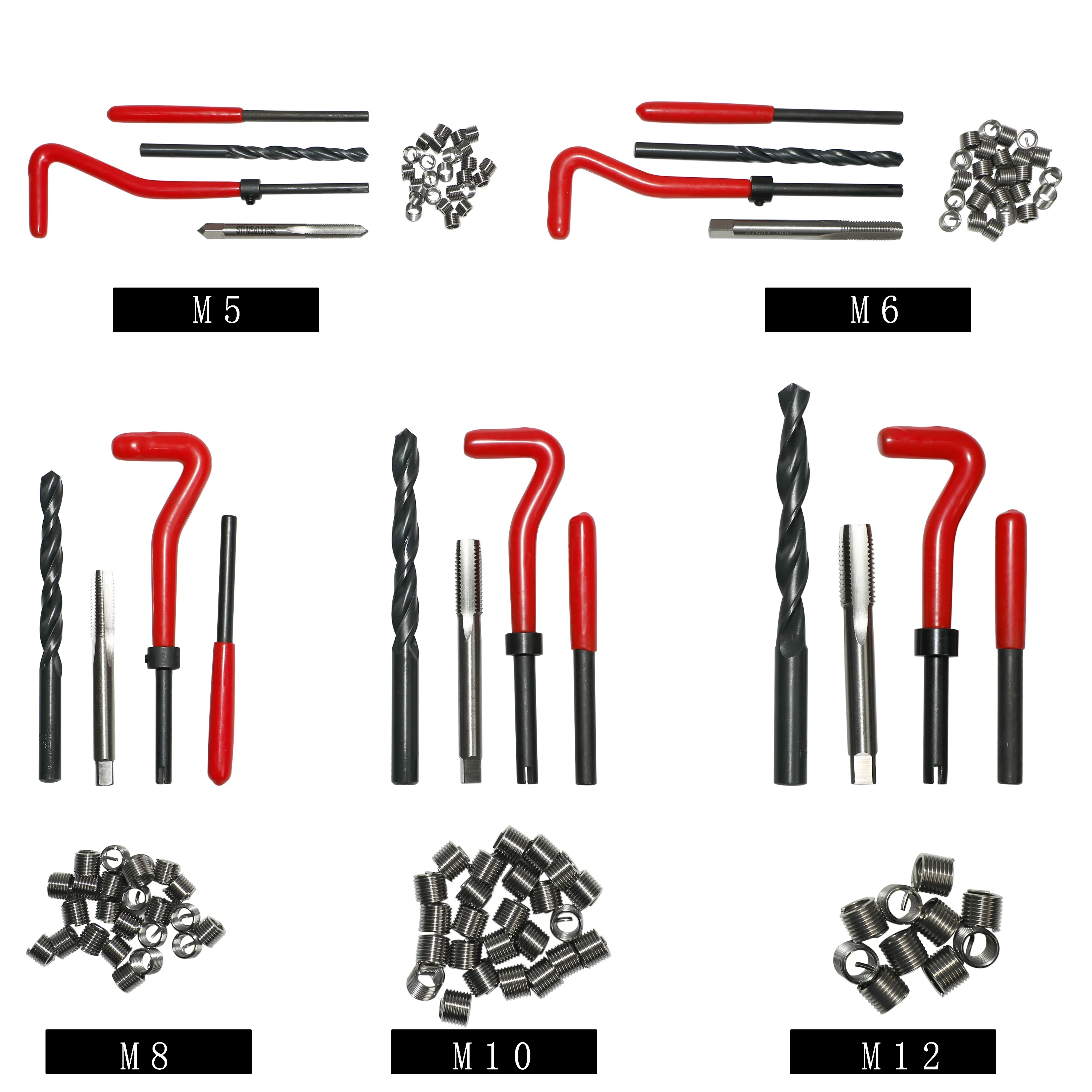 131pcs Helocoil Thread Repair Tool Rethread Repair Kit Car Body Repair Metric M5 M6 M8 M10 M12 High Carbon Steel