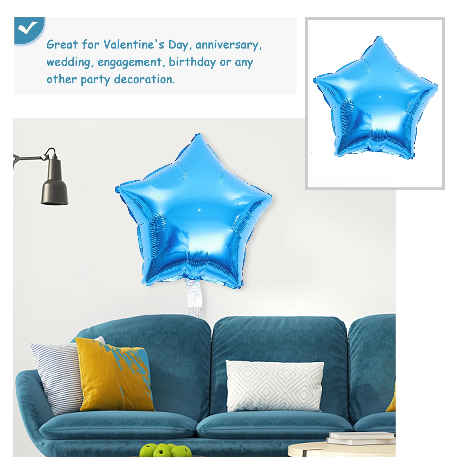 

6PCS Colorful Foil Balloons Star Shape Helium Wedding Star Helium Balloon Decorations Reusable Party Foil Balloons