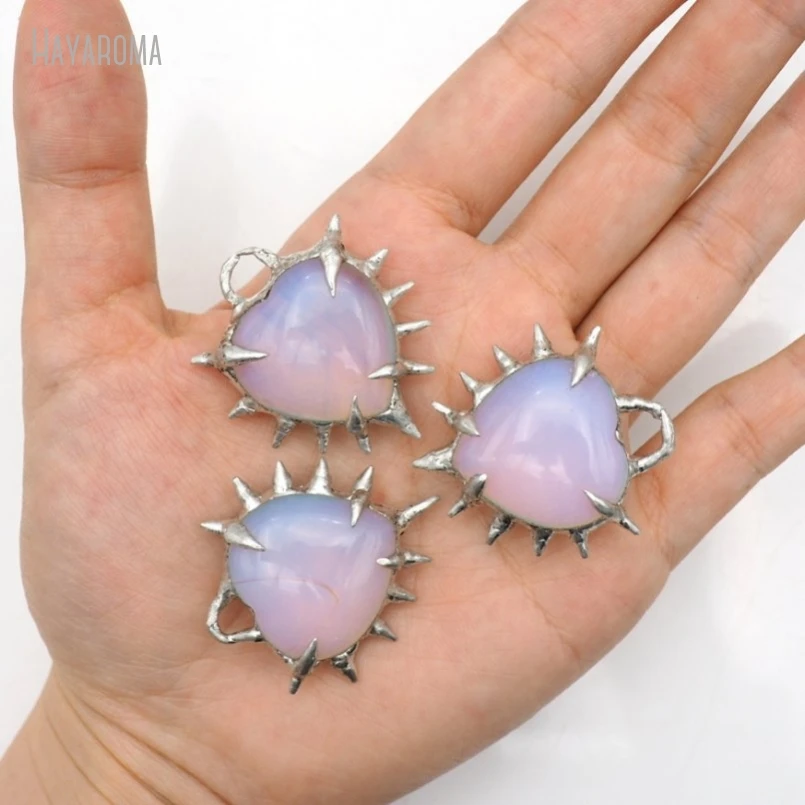 10Pcs Soldered Organic Claws Heart Bubble Claw Thorns Point Gift For Her Brutalist Handmade Jewelry Opal Pendant PM50107