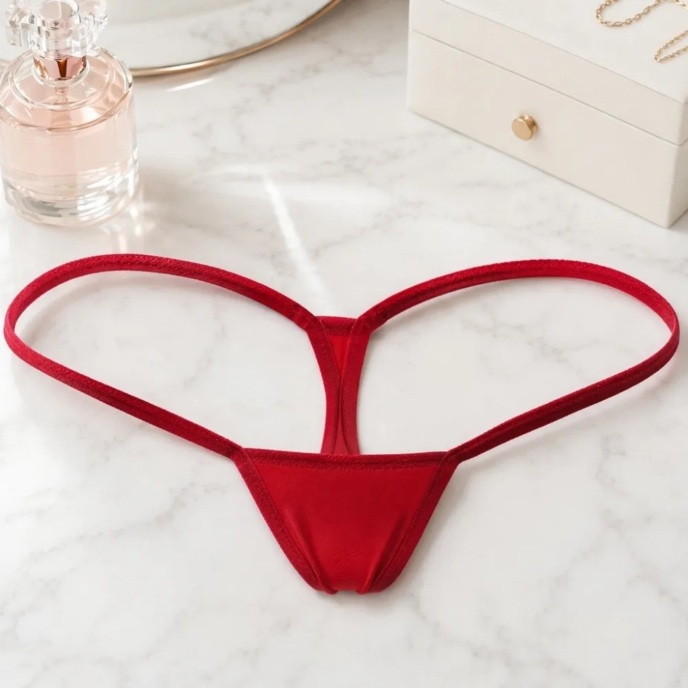 Lingerie Seamless Women Thongs Low Waist Solid Color T-back Briefs Summer Thin Belt T Panties Ladies