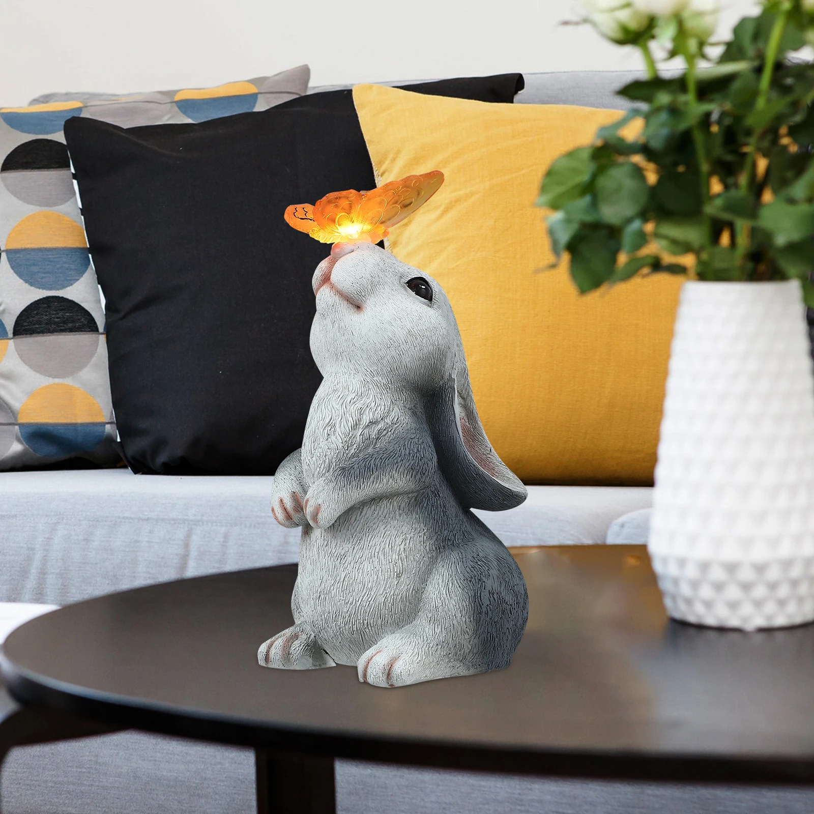 

Solar Garden Resin Rabbit Adorable Lamp Durable Creative Adornment Decorative Novelty Unique Exquisite For Home Decor