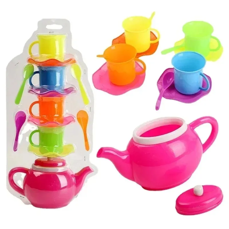 Playing House Toys Tea Set Teapot Cup Spoon Sets Toy Safe Material Pour Water and Drink Tea pretend afternoon tea kids Gift Toys