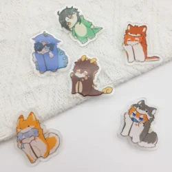 1PC Anime Game Genshin Impact Cute Dinosaur Tartaglia Lapel Badges Clothes Jewelry Collar Brooches Accessories Gifts For Friend