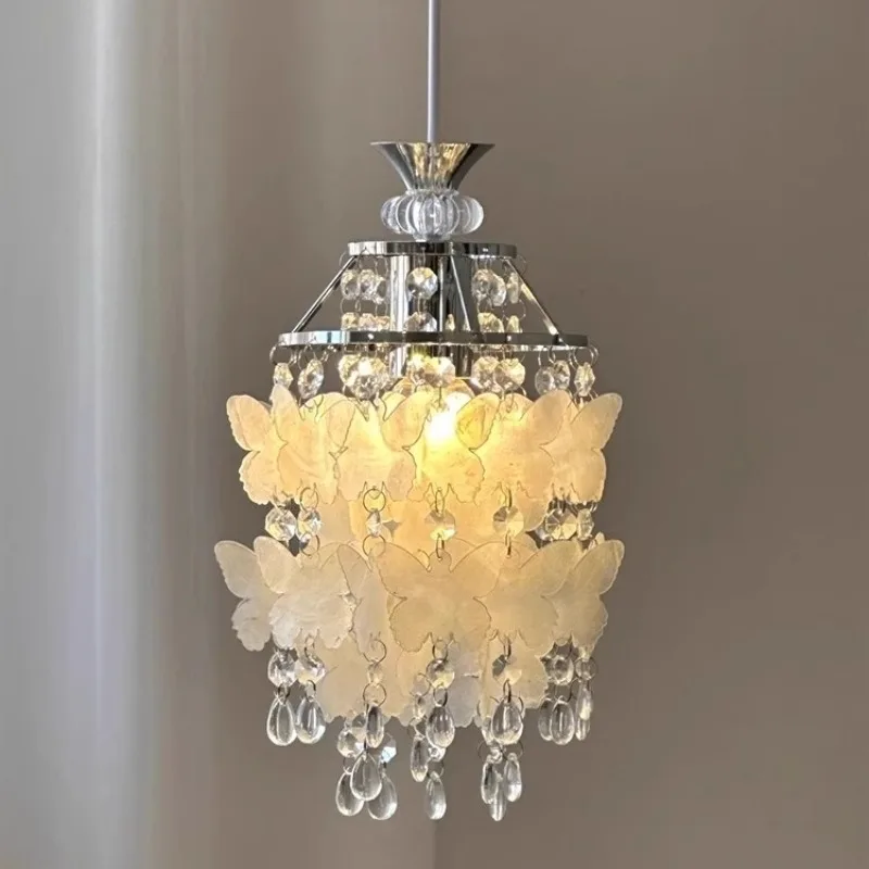 French Butterfly Shell LED Pendant Lights Teardrop Shape Crystal Hanging Lamps Living Room Bedroom Restaurant Kitchen Chandelier