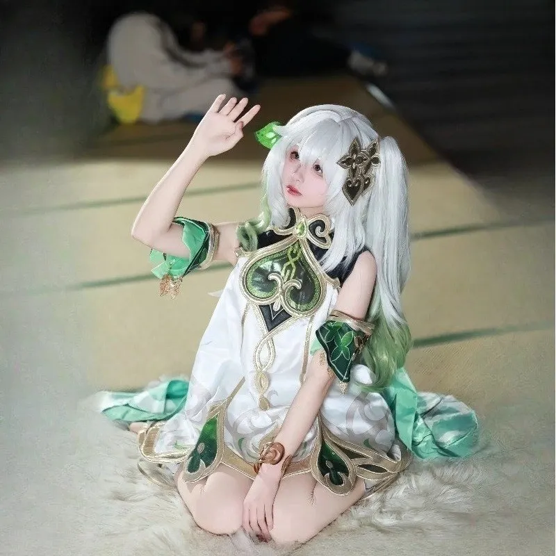 جينشين إمباكت أزياء تنكرية لحفلات الهالوين، مجموعة تنورة قصيرة من العشب الله ناهيدا، نمط لطيف، أداء المسرح، بدلة فستان للبالغين