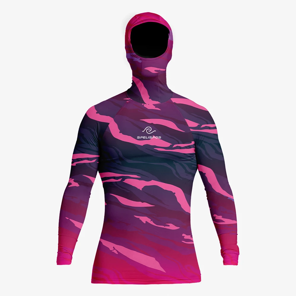 Surfing Hoodies Fitness Wear Swimming Men Lycra Diving T-Shirts Tight Rash Guard Swimwear Summer UV Hood Cap Beach Floatsuit Top