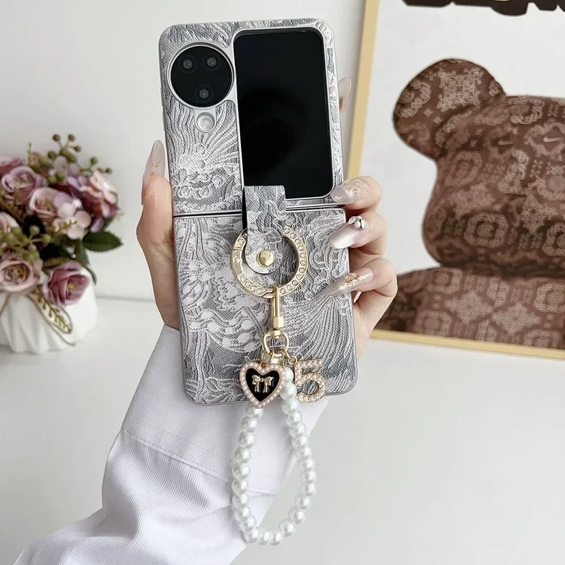 Bracelet Wrist Strap Phone Case for OPPO Find N3 N2 Flip N3flip N2flip Findn3flip Ring Retro PU Leather Protective Cover