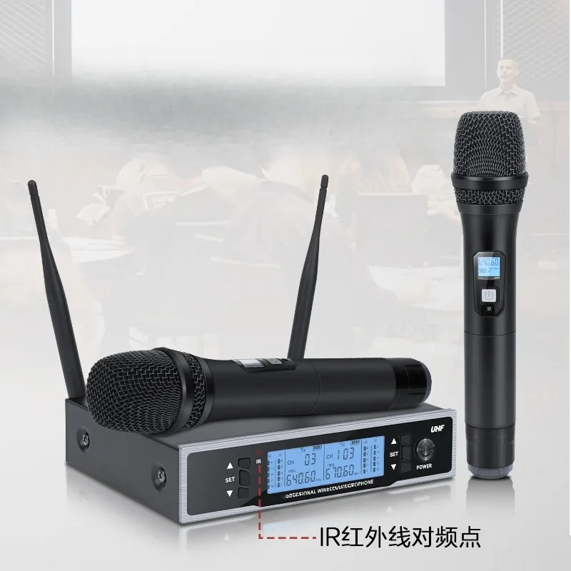 Wireless microphone U-segment one-to-two performance KTV classroom meeting wedding led digital display professional microphone
