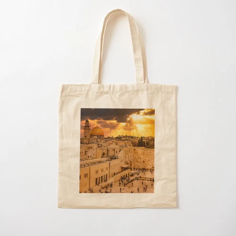 Heavenly Rays at Sunset on the Wailing Wall (Western Wall) Tote Bag personalized tote great bag Canvas Tote Bag