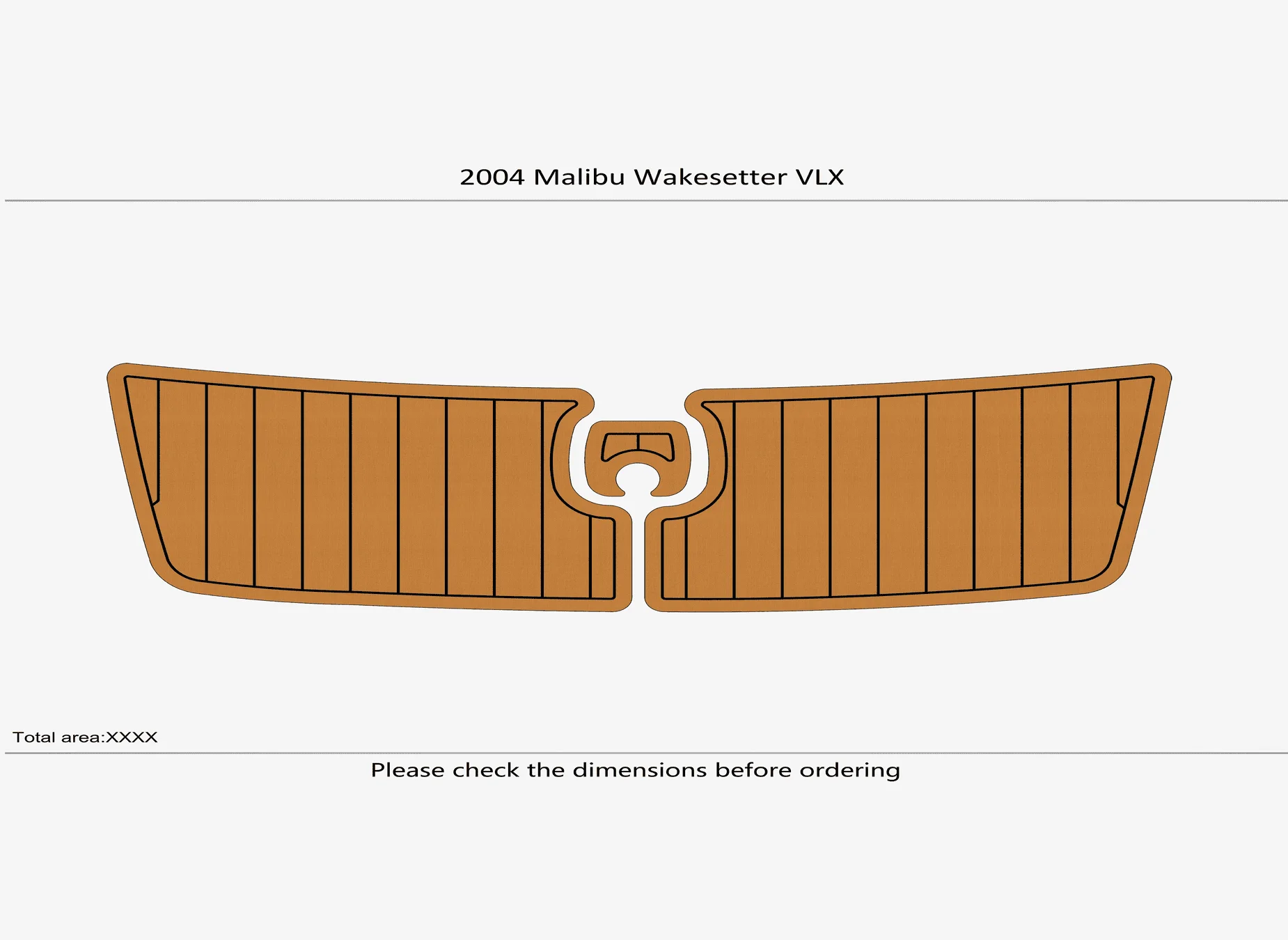 Marine Faux Teak EVA Non-Slip Mat -2004 Malibu Wakesetter VLX Self-Adhesive 1/4