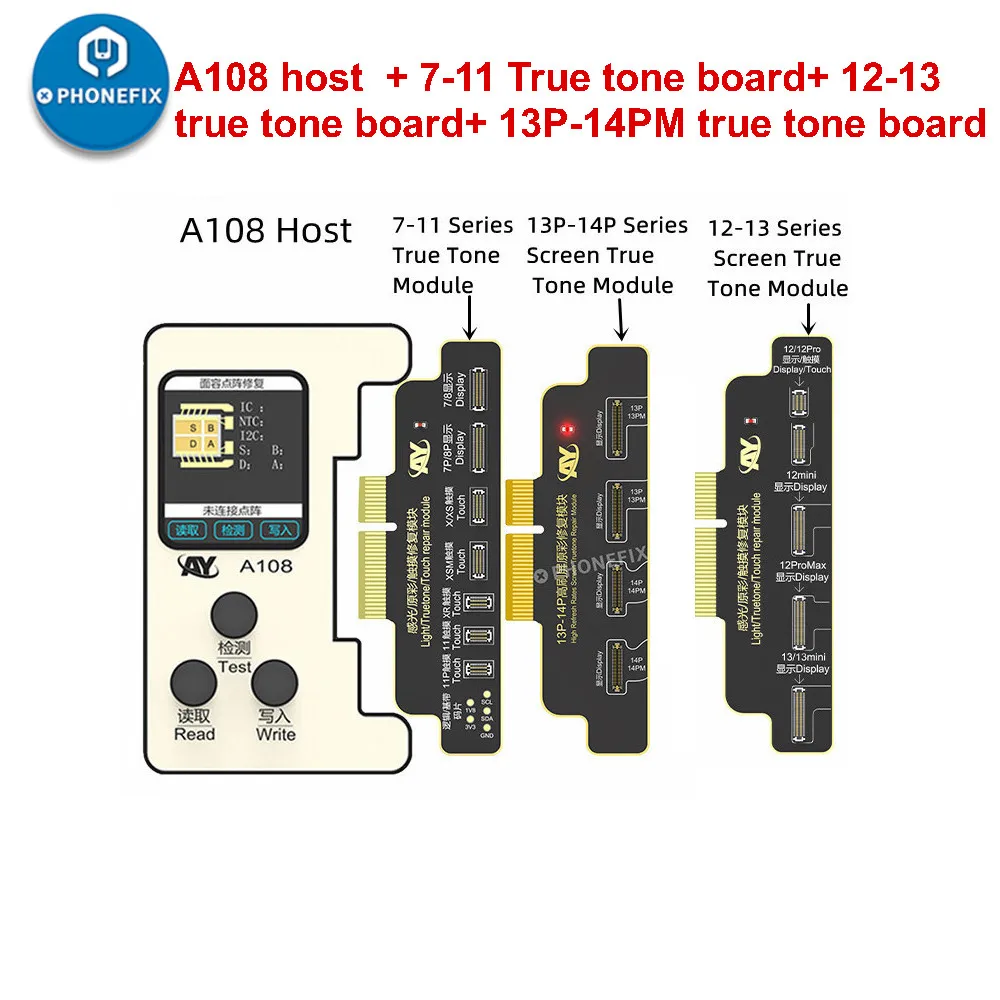 아이폰 X, 11, 12, 13/14 프로 맥스용, 트루 톤 도트 매트릭스 프로젝터, 페이스 ID 플렉스 케이블 테스트, 읽기 쓰기 수리, A108 BOX 프로그래머
