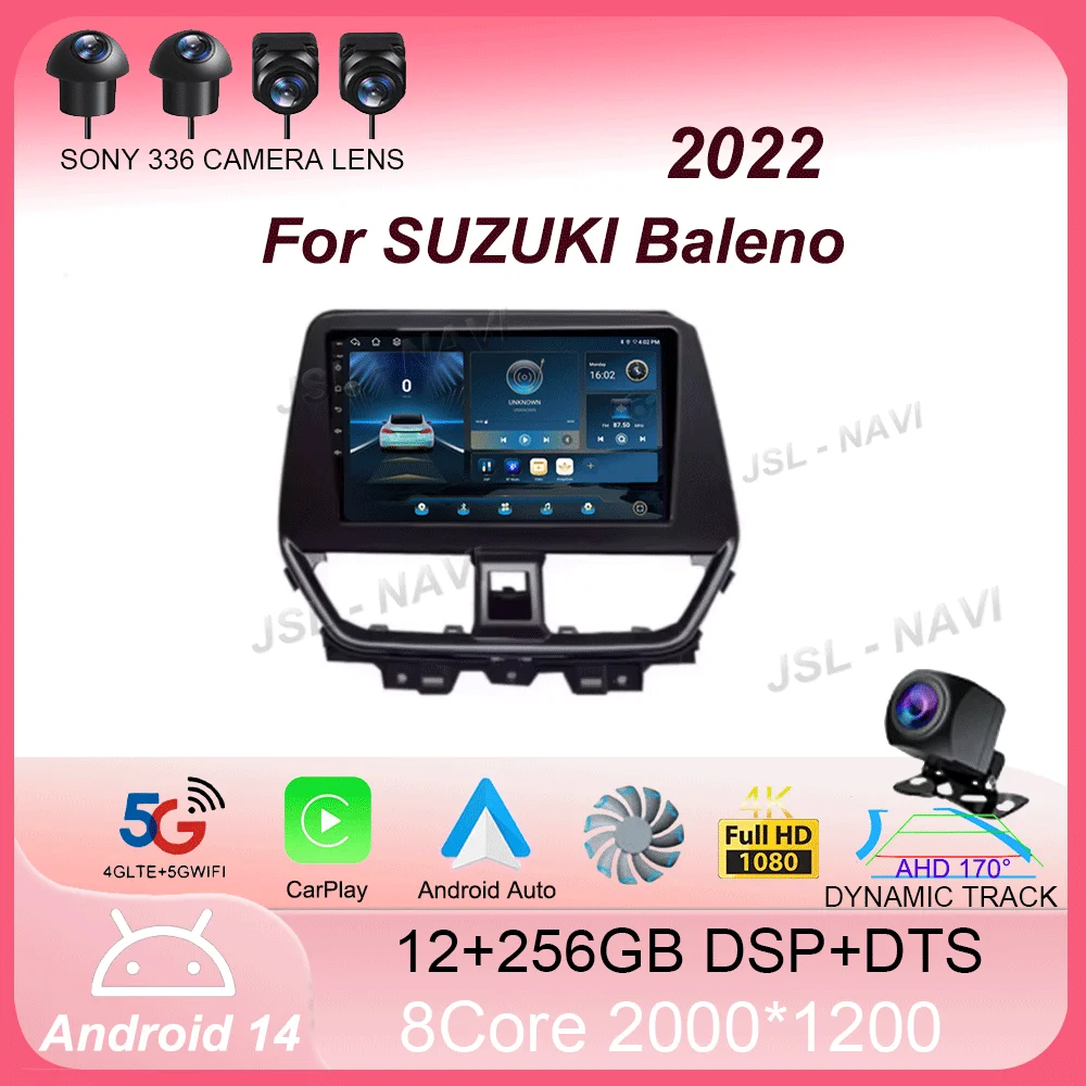 Android 14 9 Inch QLED For SUZUKI Baleno 2022 Car Radio DSP Stereo GPS Navigation Head Unit Multimedia Player Head Unit No DVD