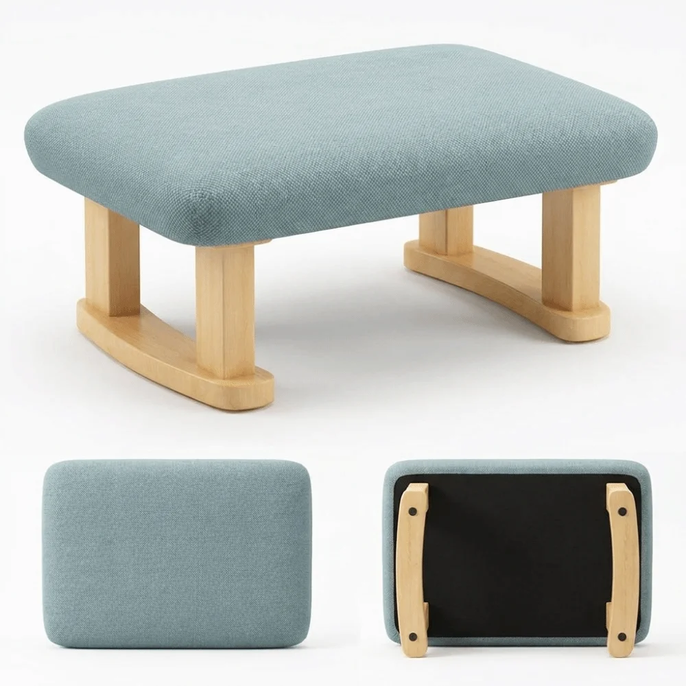 Smooth Solid Wood Foot Stool Rounded Edges Burr-Free Edges Shoe Changing Bench Anti-Slip Pads Compact