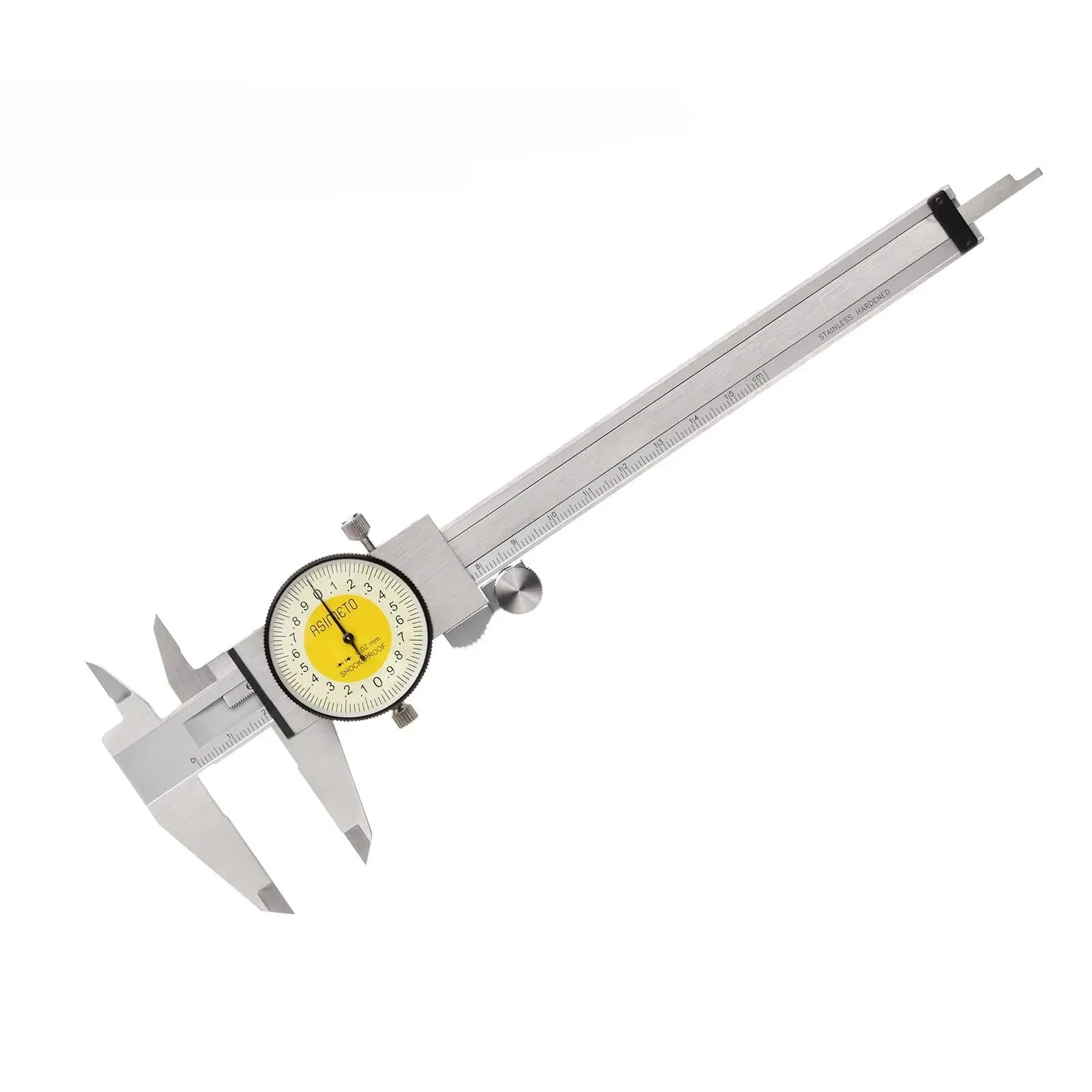 

Stainless Steel Shockproof Dial Caliper 0-150mm Metric 0.01mm Resolution 0.02mm Accuracy Measuring Tool