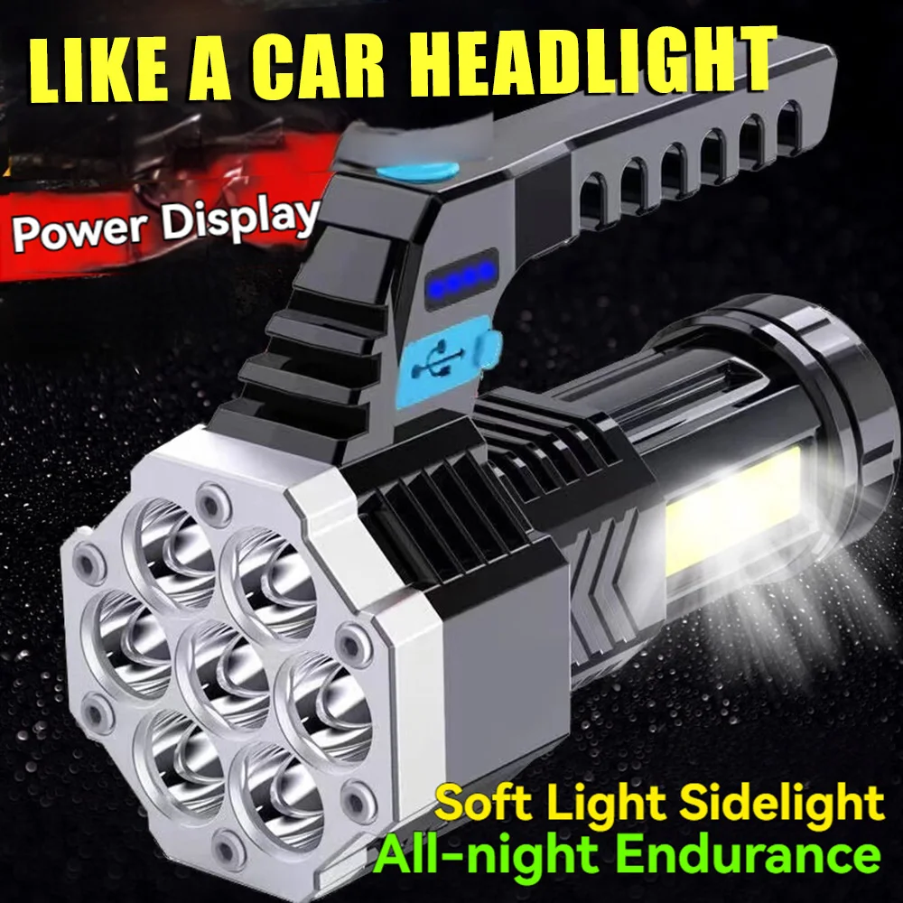 

LED Flashlight Tactical Torch Lantern Portable High Power Flashlight Portable Torch 7LED For Outdoor Patrol Fishing Camping COB