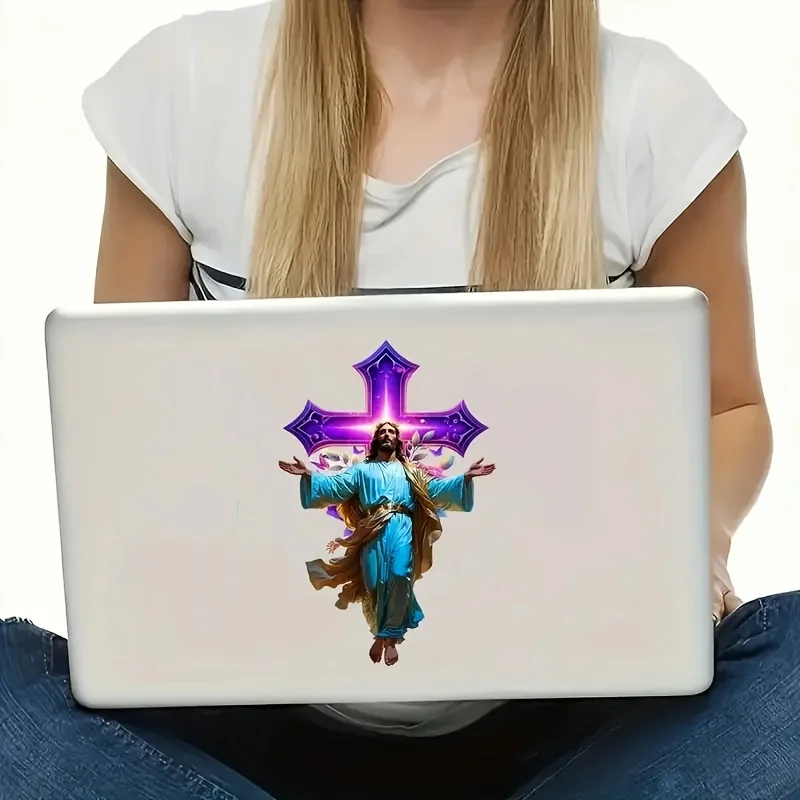 Colorful Jesus Cross Religious Vinyl Stickers Multifunctional Decals for Laptops Water Bottles Guitars Cars Q13
