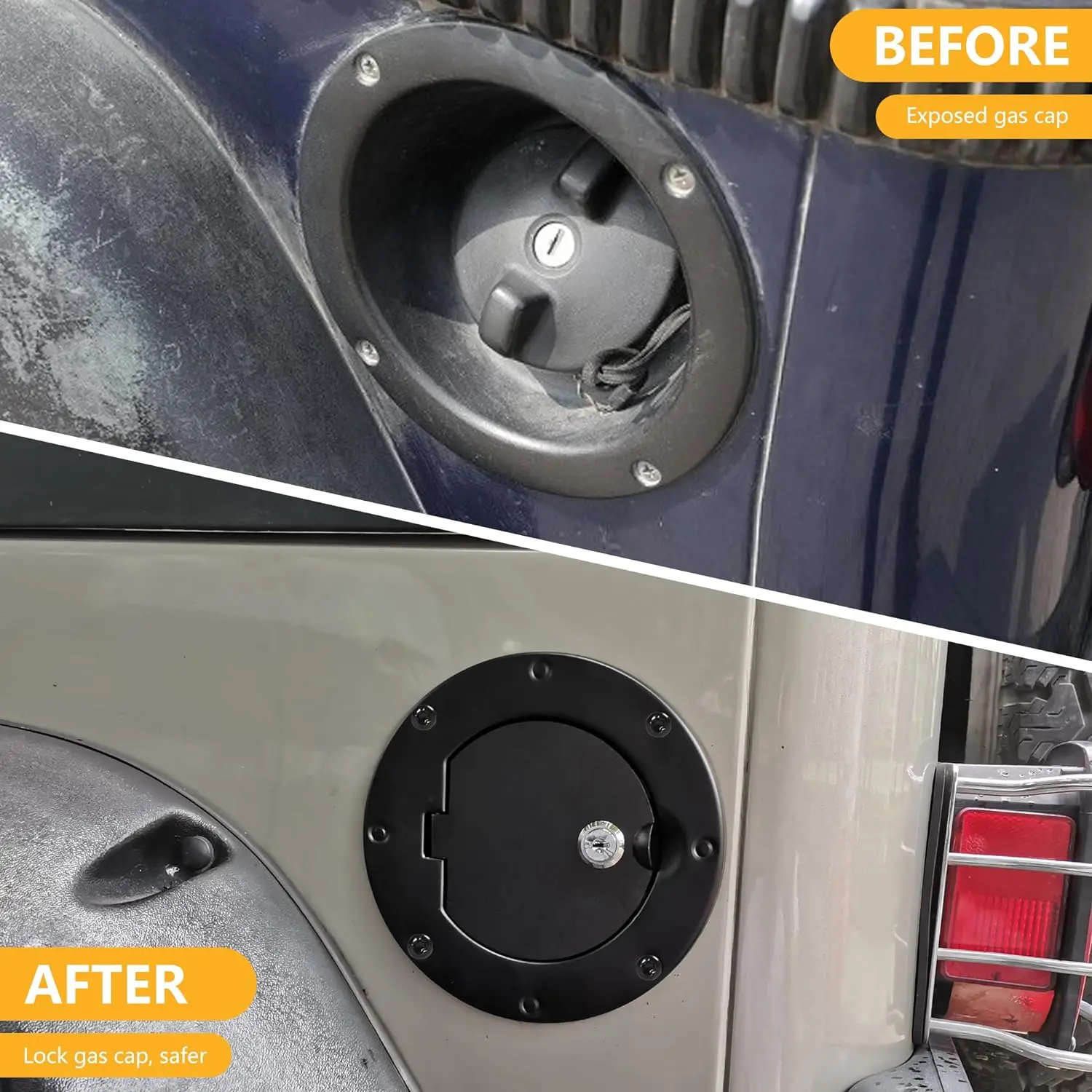 Locking Fuel Door Cover Car Exterior Fuel Filler Door Gas Tank Gas Cap for Jeep Wrangler TJ 1997-2006