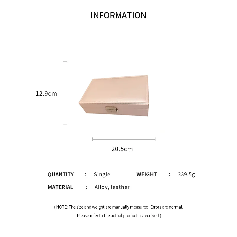 Large Square Jewelry Box, Solid Color Leather Storage