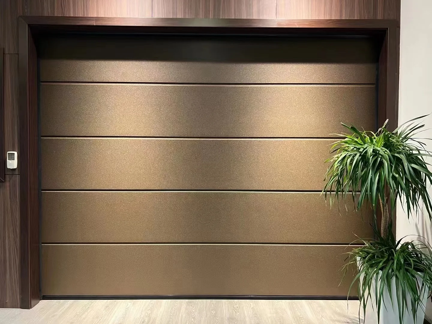 Modern Designed Automatic Sectional  Garage Door Finished with Wood Look Surface