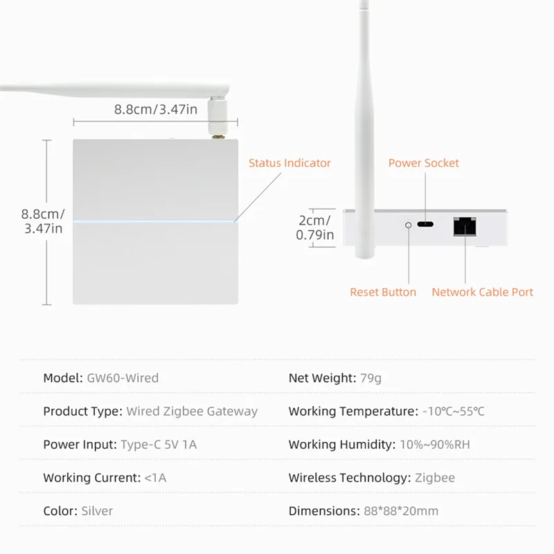 AS95-Advanced Tuya Zigbee3.0 Wired Smart Home Gateway Hub With Antenna For Wireless Control