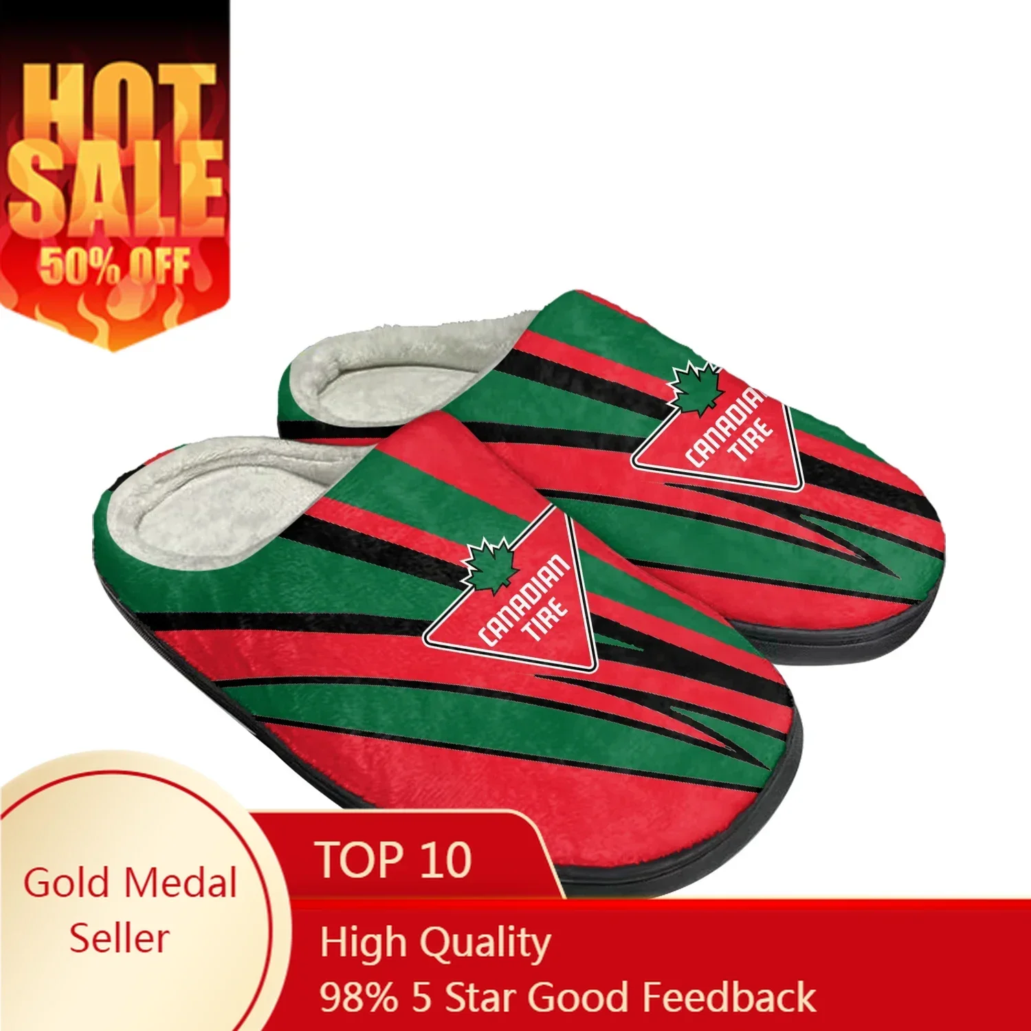 Canadian Tire Logo Home Cotton Slippers Mens Womens Plush Bedroom Casual Keep Warm Shoes Thermal Indoor Slipper Custom Shoe