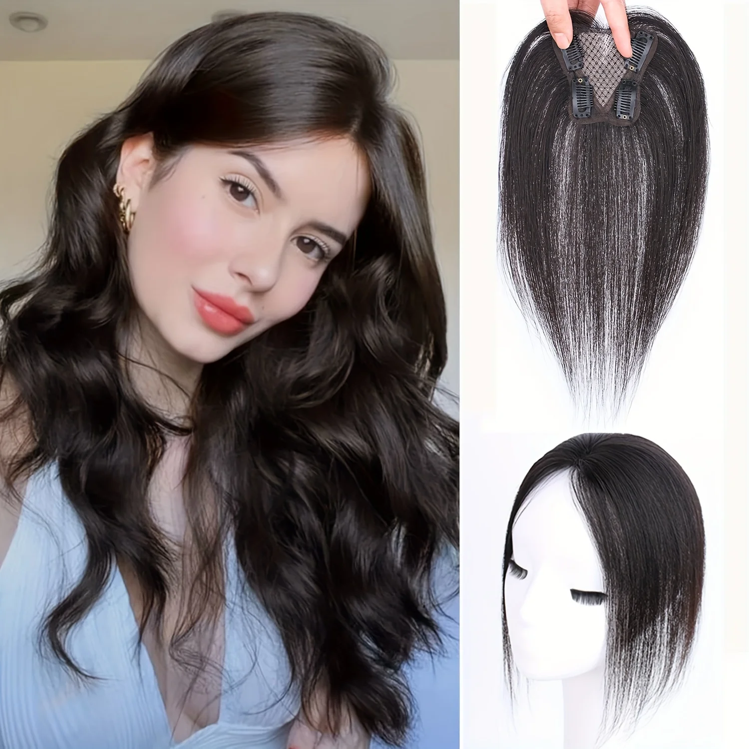 Clip en flequillo para mujer, extensiones de cabello humano 100% Real, flequillo falso Wispy, Clip en extensiones de cabello con flequillo medio