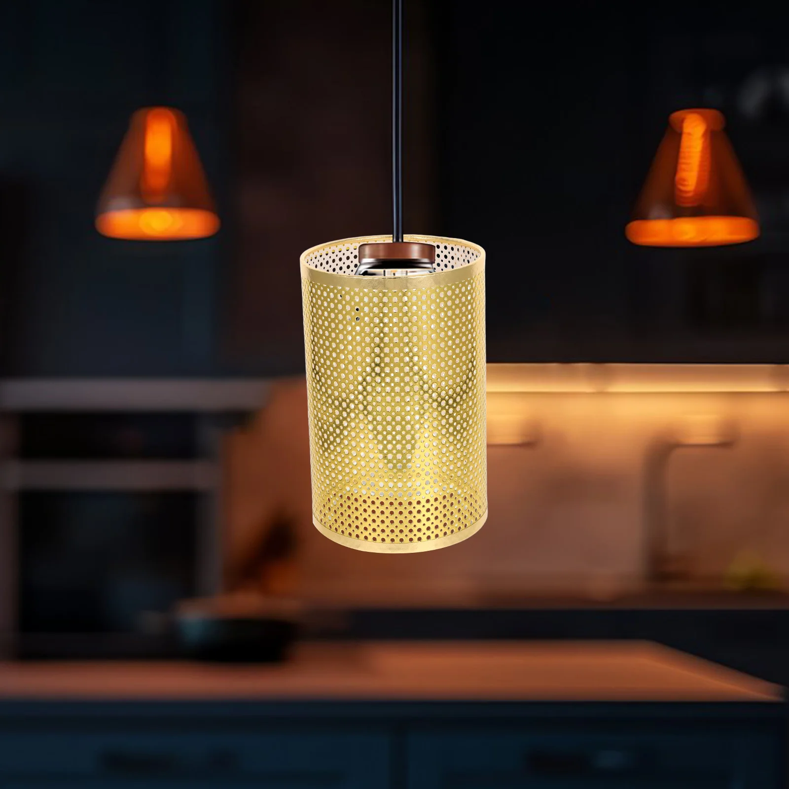 

Metal Lampshade E27 E14 Hollow Drum Style for Pendant Light Replacement Vintage Rustic Chandelier Lamp Cover Indoor Light