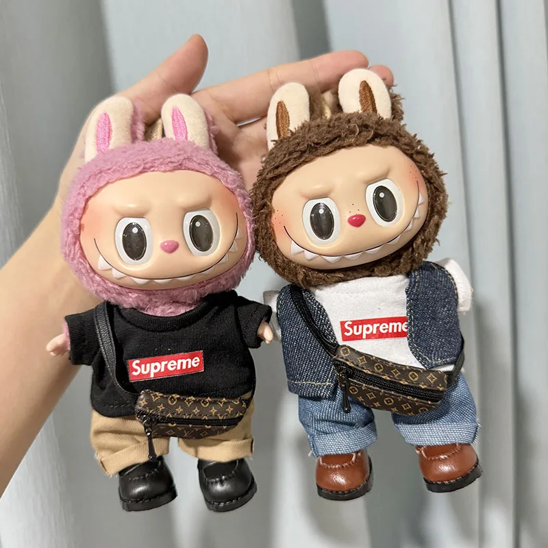 New Only Selling Clothes 17cm First Second Generation Labubu Doll Only Clothe Suprem Clothing Set Multi Color Cute Decoration