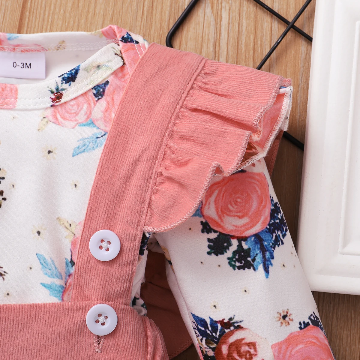 0-18 Months Newborn Baby Girl Clothes Set Floral Print Long Sleeve Romper Top + Suspender Skirt + Headband Cute 3PCS Outfit