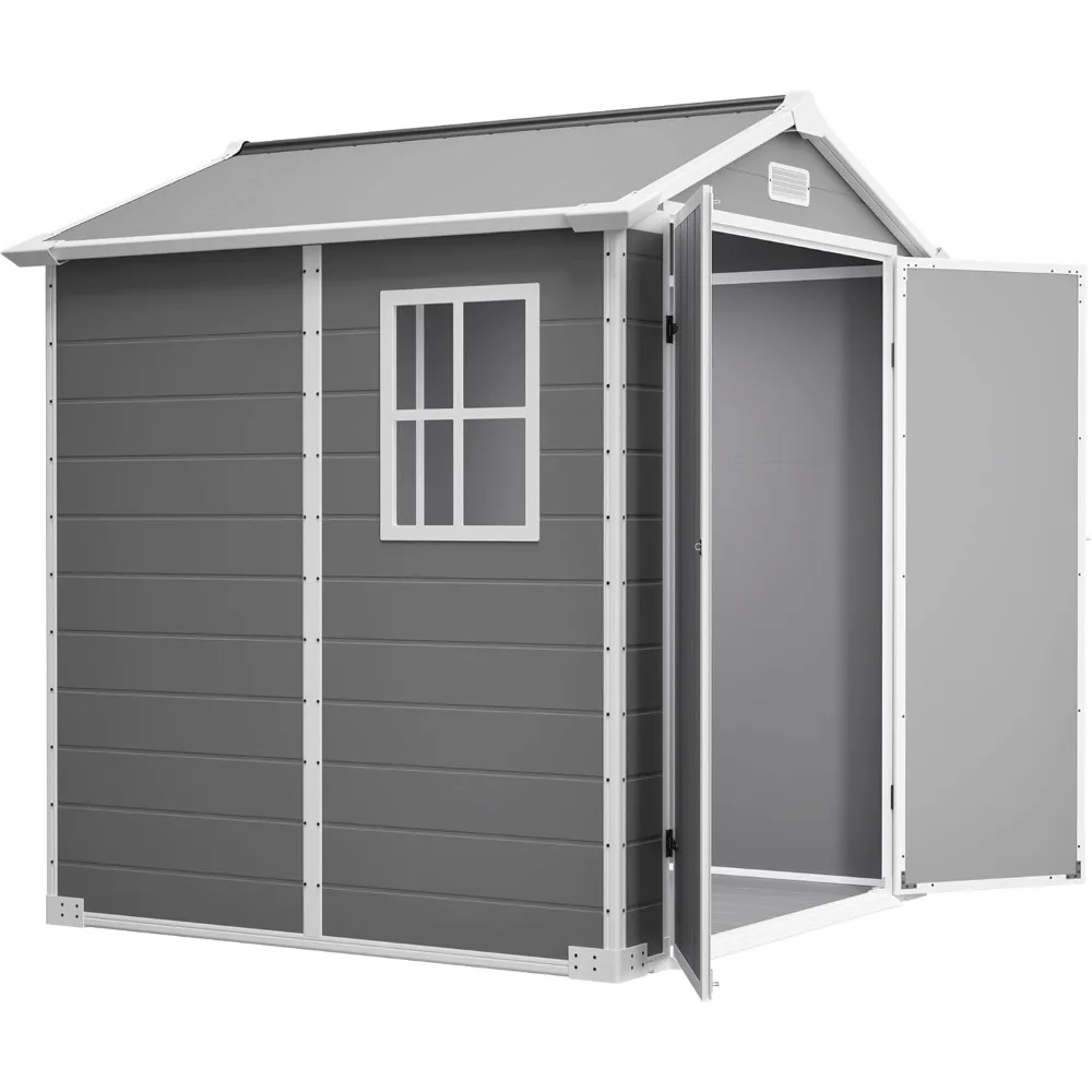 

6x6 Resin Outdoor Storage Shed Kit-Perfect to Store Patio Furniture, Garden Tools Bike Accessories, Beach Chairs and Lawn Mower,