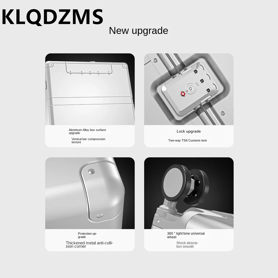 KLQDZMS walizka 24 Cal otwarcie biznesu może pokrowiec na wózek 20 "wszystkie aluminiowe stop magnezu torba na pokład 28" walizka na kółkach