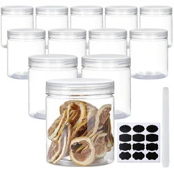 16 OZ Plastic Jars 6 Pack Clear Plastic Slime Containers for Kitchen and Household Food Storage of Dry Goods,Creams