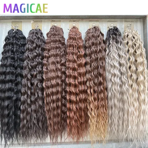 Magicae 3Pcs 24Inches 300Grams Ariel Deep Water Twist Braids Crochet Curly Hair Orange Brown6# Blond 613 White Gray 58# Bundles