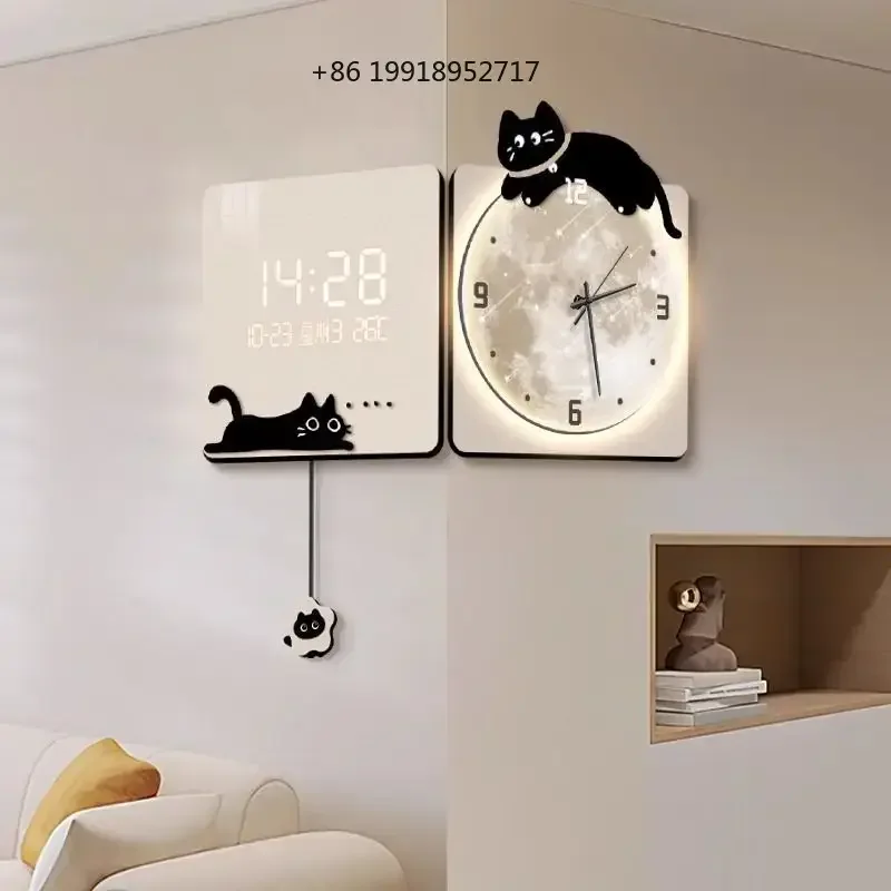 Modern Corner Wall Clock Large Interior Wall Clock Led Digital Watch Luxury Living Room Decorations Home Decoration Accessories