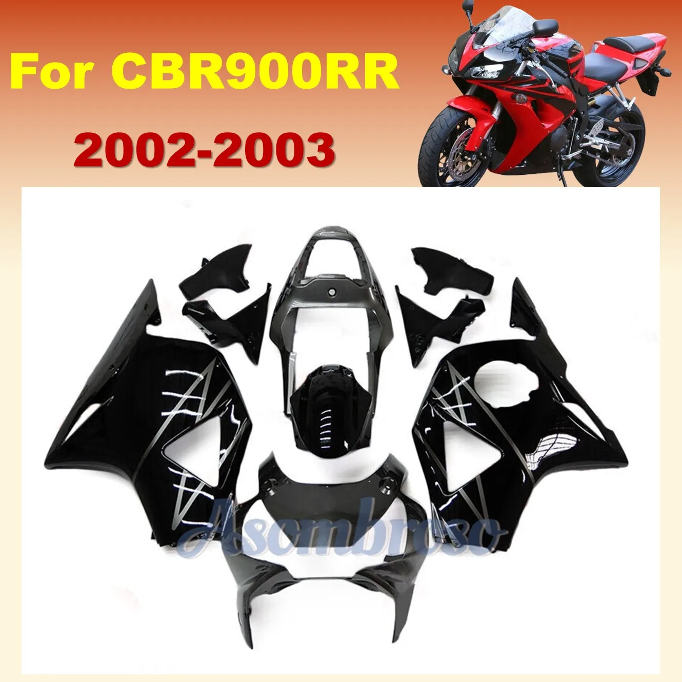 Full Fairing kit Bodywork set For CBR900RR 2002 2003 CBR 954 CBR900RR 02 03 ABS Motorcycle Injection Molding Plastics all black