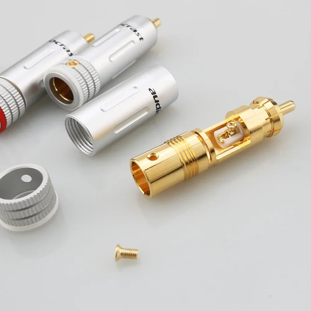 Audiocrast High-End Brass Gold Plated RCA Connector 9mm DIY Audio Cable Plug for Enhanced Sound Quality