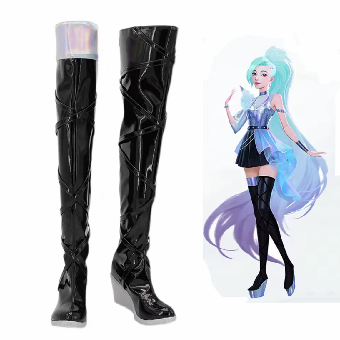 

Seraphine Kda Cosplay Costume Shoes Boots Game LOL Sexy Shoes Halloween Party Outfits for Women Girls
