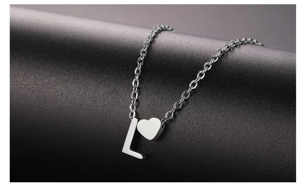 Cazador Anfangsbuchstabe Mini Herz Anhänger Halskette für Frauen Edelstahl A-Z Alphabet Halsband Kette Schmuck Valentinstag Geschenk – Detail 9