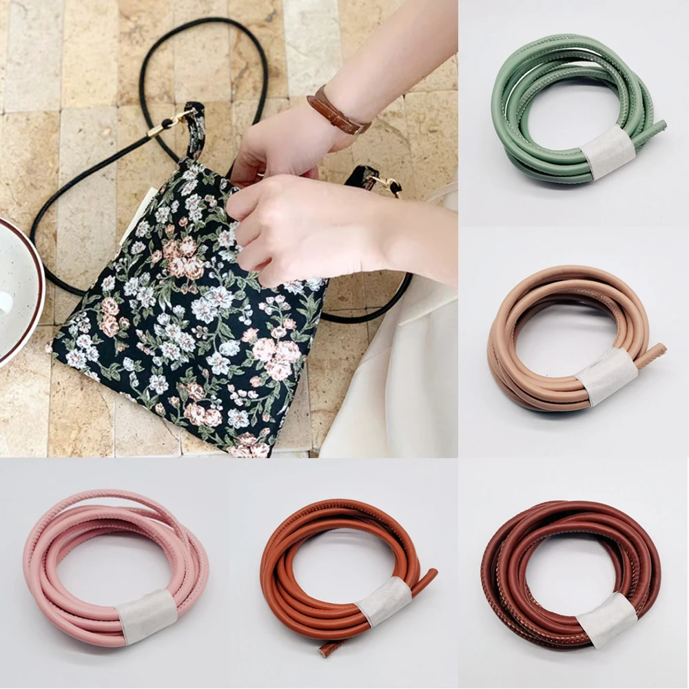 6MM Round PU Leather Cord 5Meters String Cords Craft Backpack Strap Multipurpose Rope for Handbag DIY Bag Making Accessories