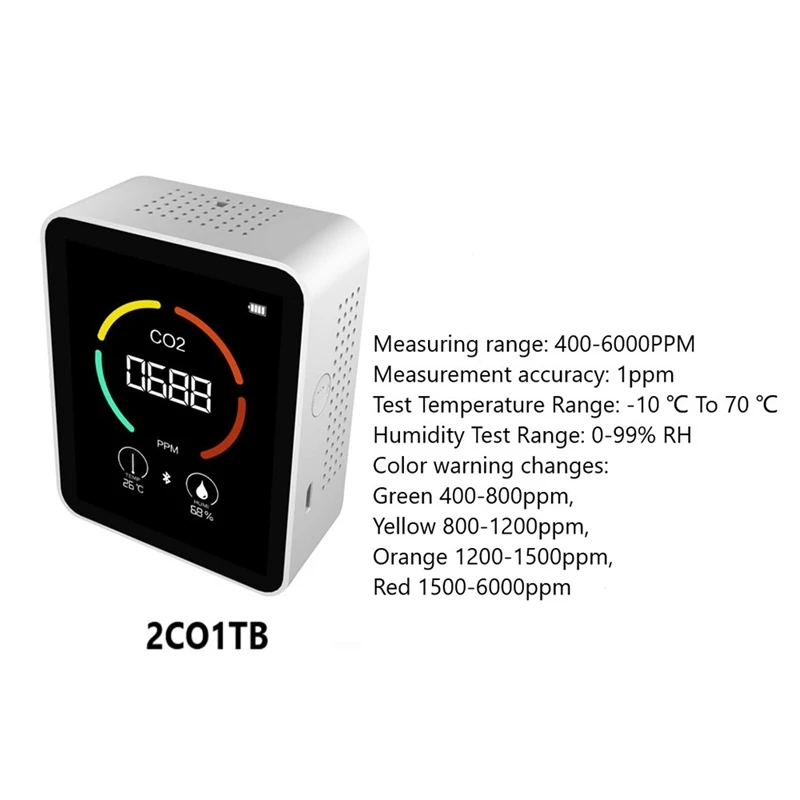 Air Monitor CO2 Carbon Dioxide Detector Air Quality Temperature Humidity Monitor Support Bluetooth APP Control