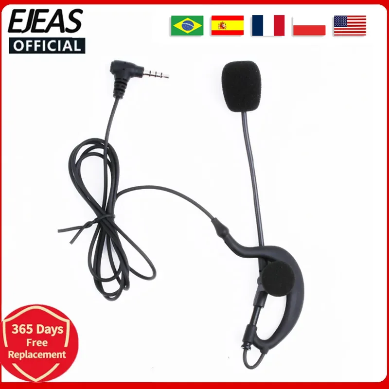 Casco de árbitro para motocicleta, auriculares con conector de 3,5mm, micrófono, micrófono, intercomunicador BT para EJEAS Vnetphone V6 PRO V6C V4