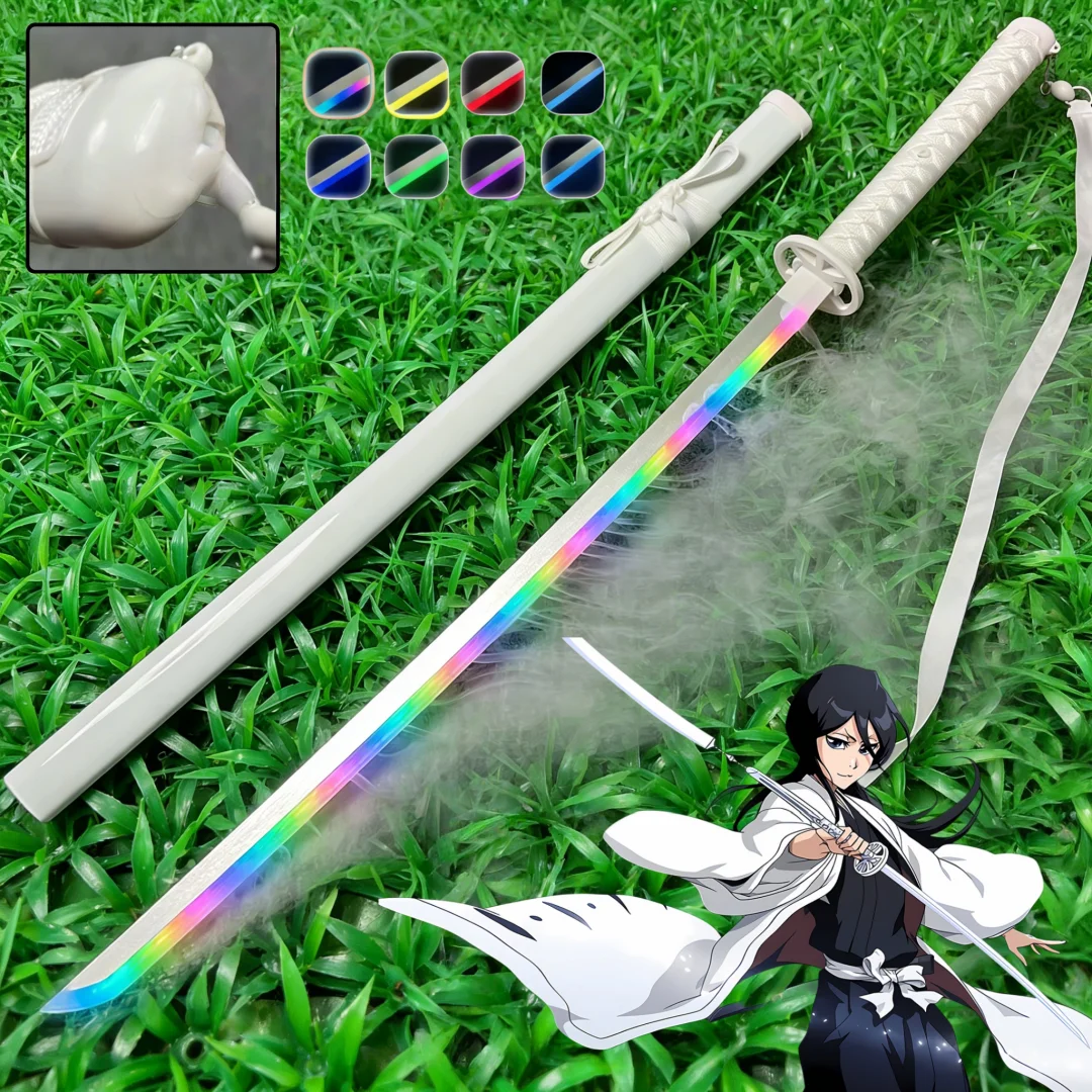 

40-дюймовый меч-катана Рукии Кучики из Bleach с LED-подсветкой, оригинальная световая сабля, деревянный паровой меч, аксессуар для косплея, реквизит, игрушка, подарок