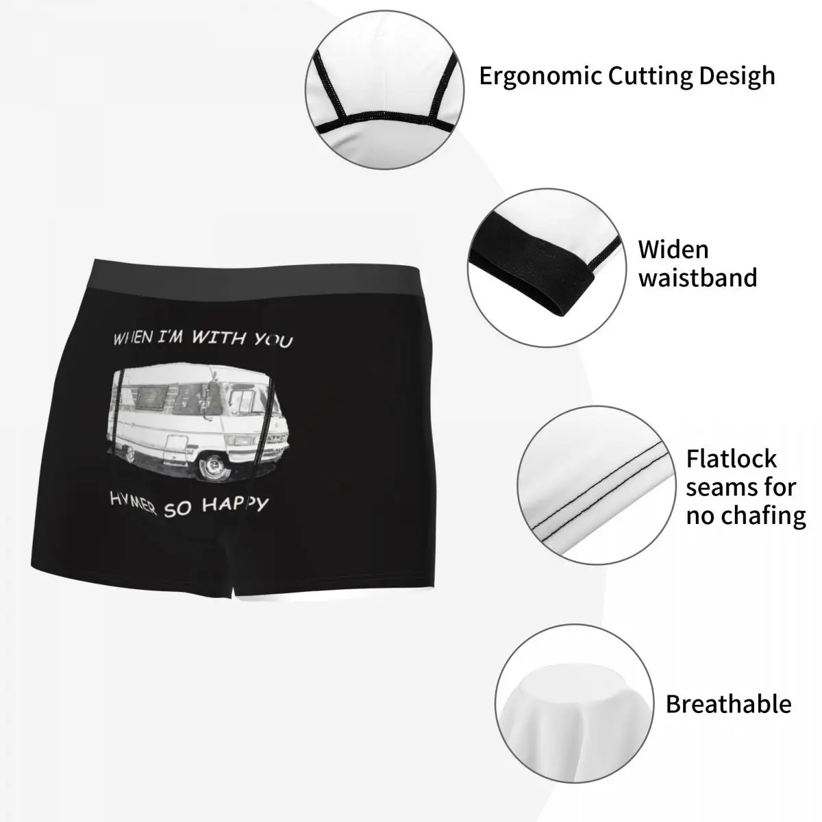 الملاكم السراويل السراويل "عندما أنا معك هايمر سعيد جدا" هايمر B544 الرجال ملابس داخلية جيدة التهوية لهدايا رجل صديقها أوم