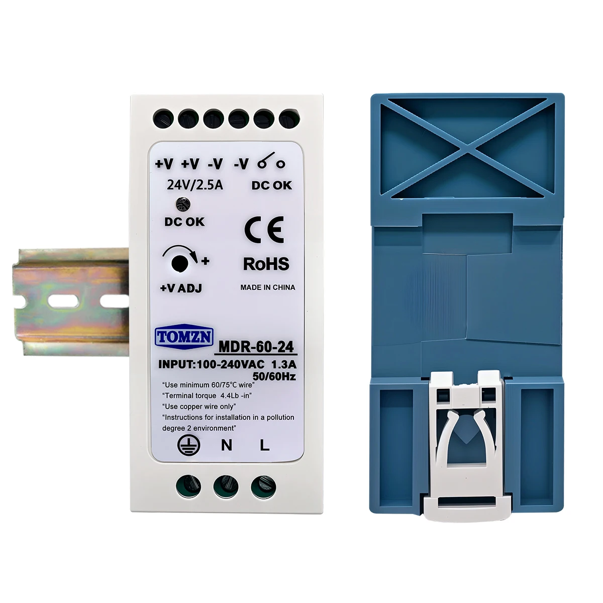 DIN RAIL EDR MDR 20W 60W 75W AC to DC SMPS Output Switching Power Supply Input 100-240V Output 5V 12V 15V 24V 36V 48V Adjustable