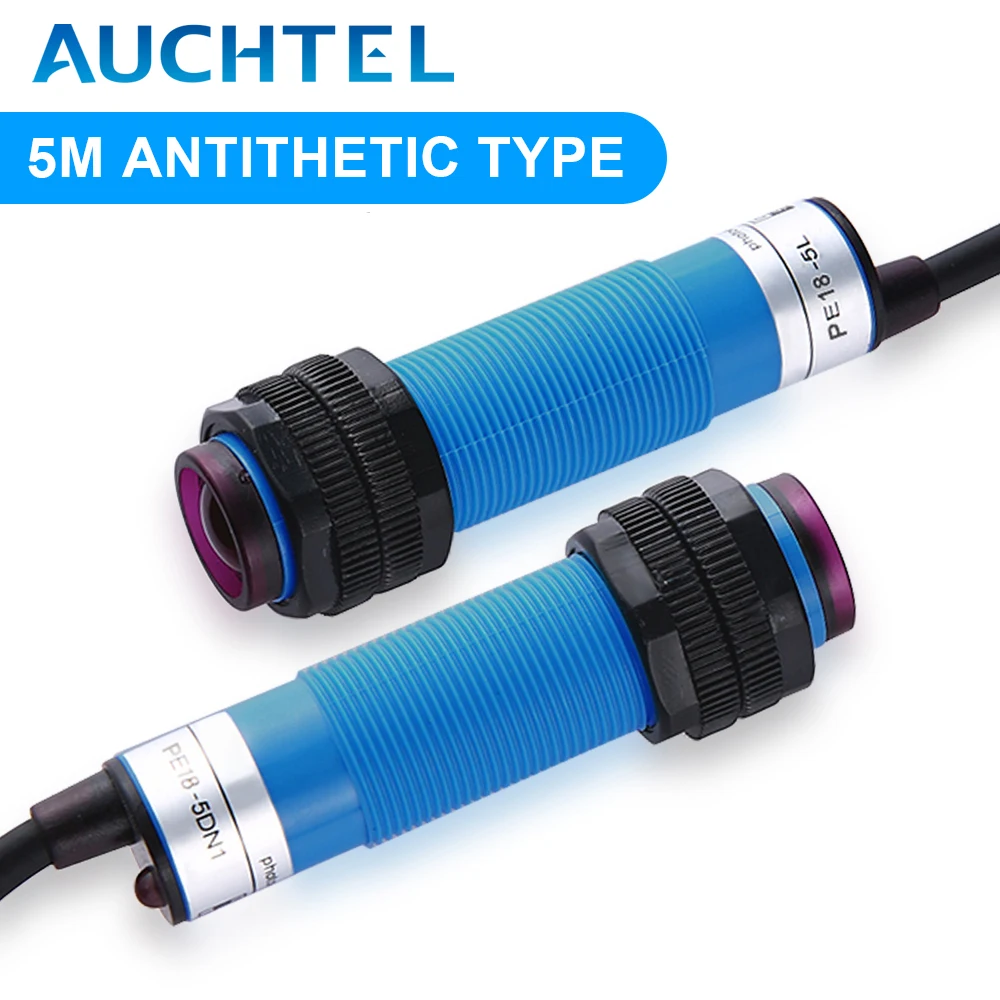 AUCHTEL Ecnomical M18 5m Through-beam Photo sensore di prossimità elettrico PE18 per apparecchiature di sicurezza