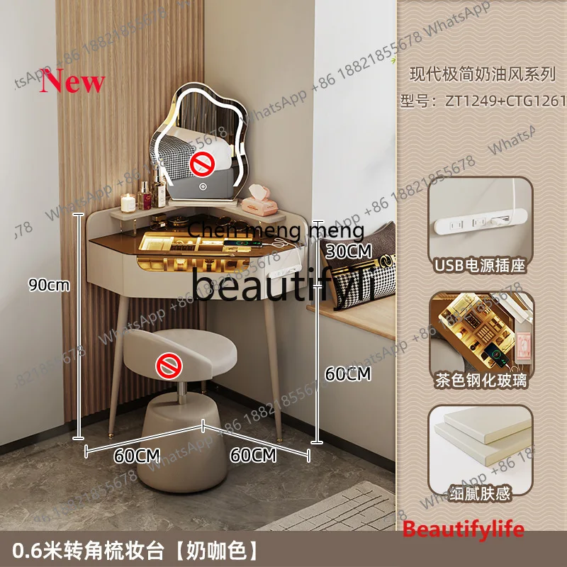 

2003 Corner dresser, bedroom, small apartment, bedside table, makeup table, integrated new cream style