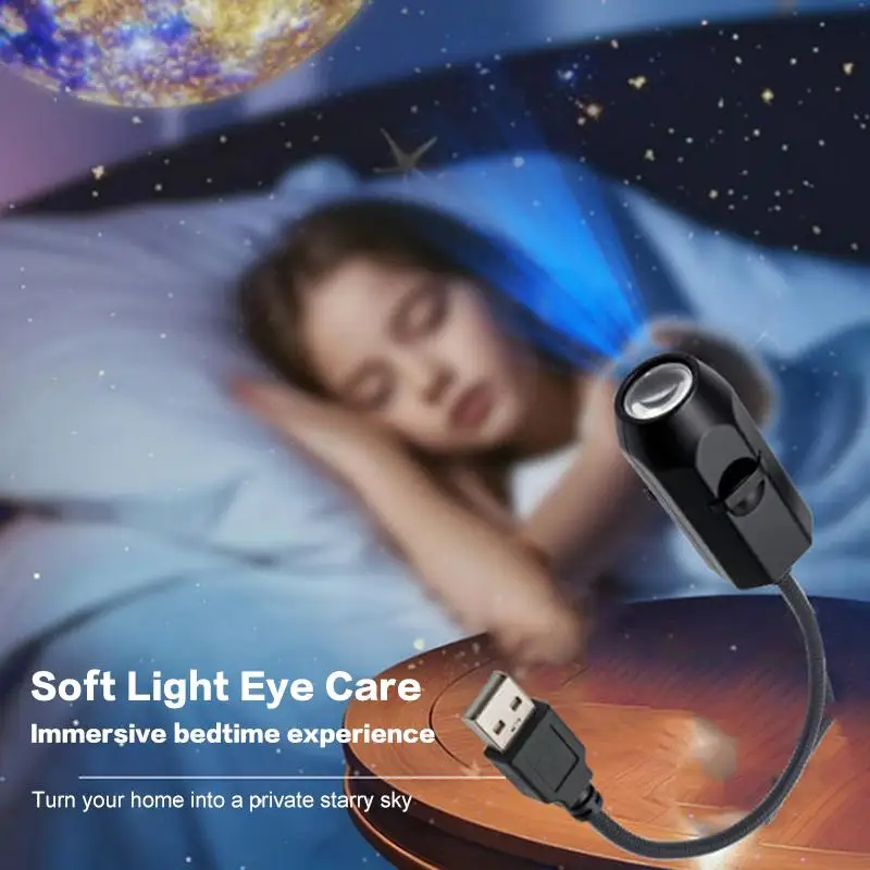 360 Degree USB Moon Earth Projection Night Light Starry Sky Ceiling Lamp Remote Control LED for Bedroom Kids Room Home Decor