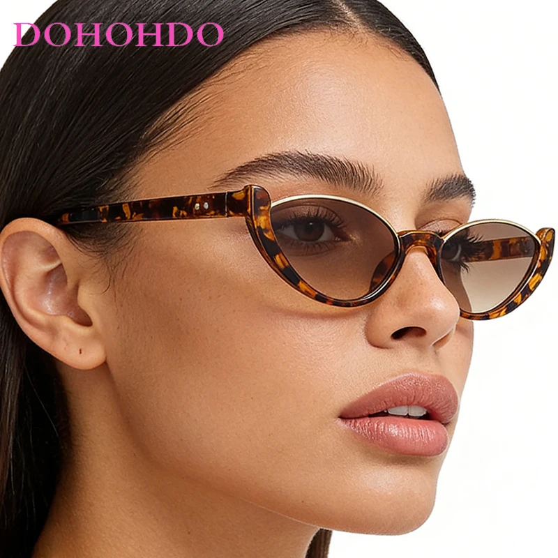 

Personality Simple Half Frame Cat Eye Sunglasses Women And Men Fashion Brand Designer Outdoors Driving Travel Sun Glasses UV400