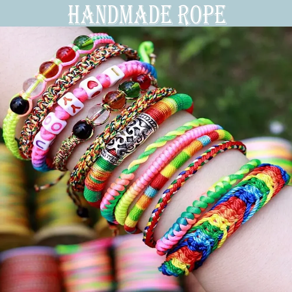 

10 шт., 1,5 мм, 55 метров/рулон, нейлоновый шнур, нить, китайский узел, браслет из шнура макраме, плетеная веревка, сделай сам, кисточки, бисер, веревка Шамбала2